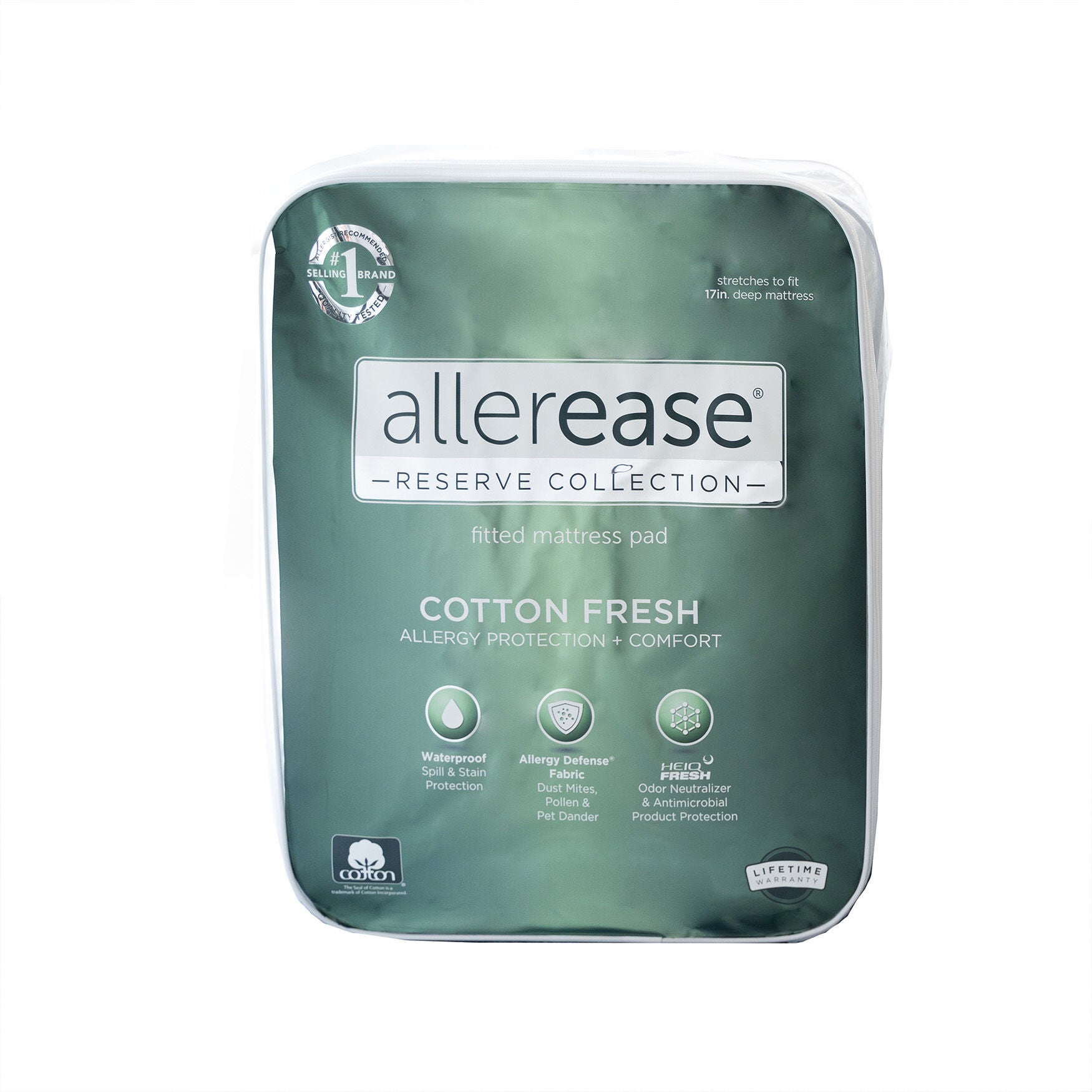 AllerEase Reserve Cotton Fresh Mattress Pad, WHITE, hi-res image number 0
