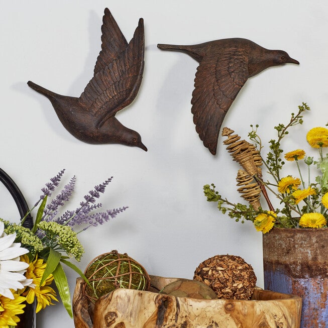 Set Of 3 Brown Resin Farmhouse Birds Wall Décor, , alternate image number 12