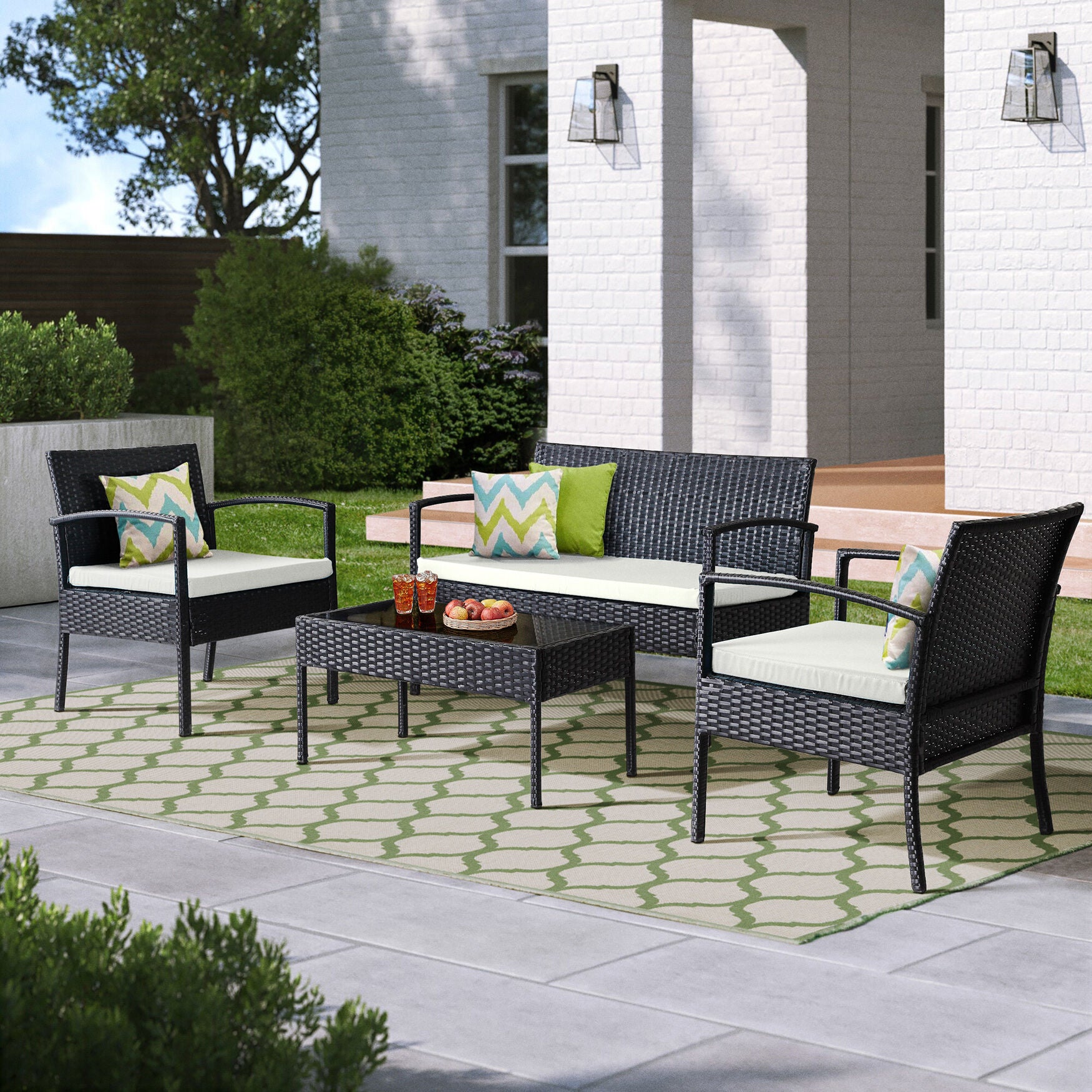 Saint Birch Savannah 4 Piece Rattan Sofa Seating Group With Cushions Seating, , on-hover image number 1