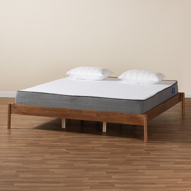 Agatis Mid-Century Modern Ash Walnut Finished Wood Bed Frame, , alternate image number null