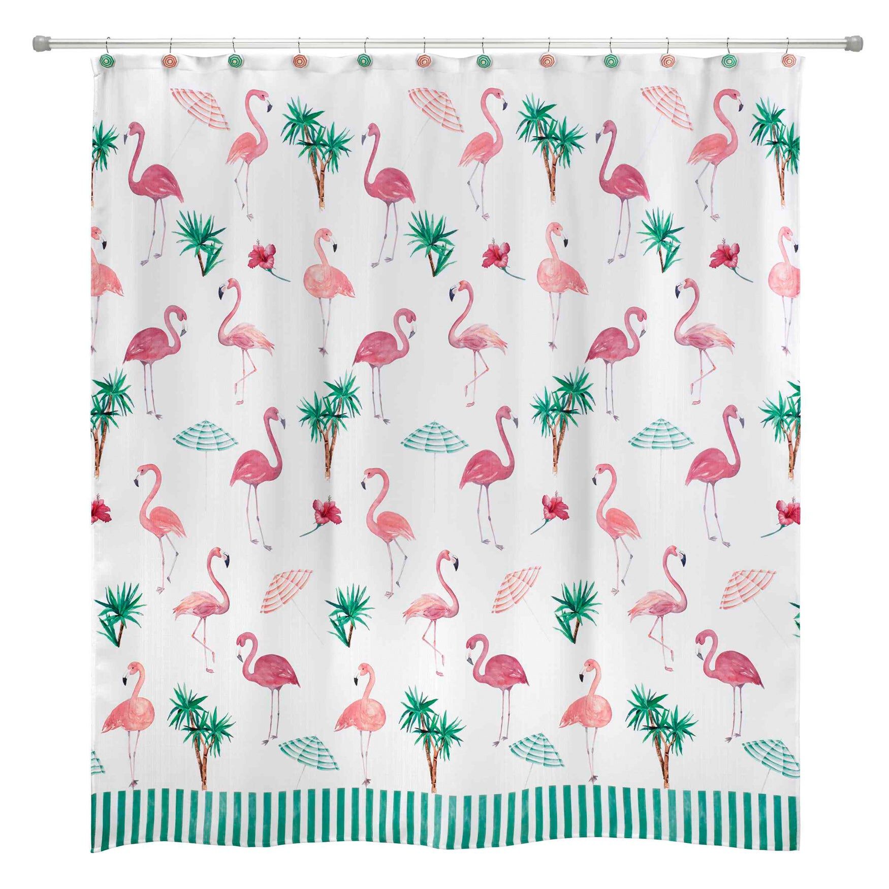 Novelty Shower Curtain, FLAMINGO PARADISE, hi-res image number 0