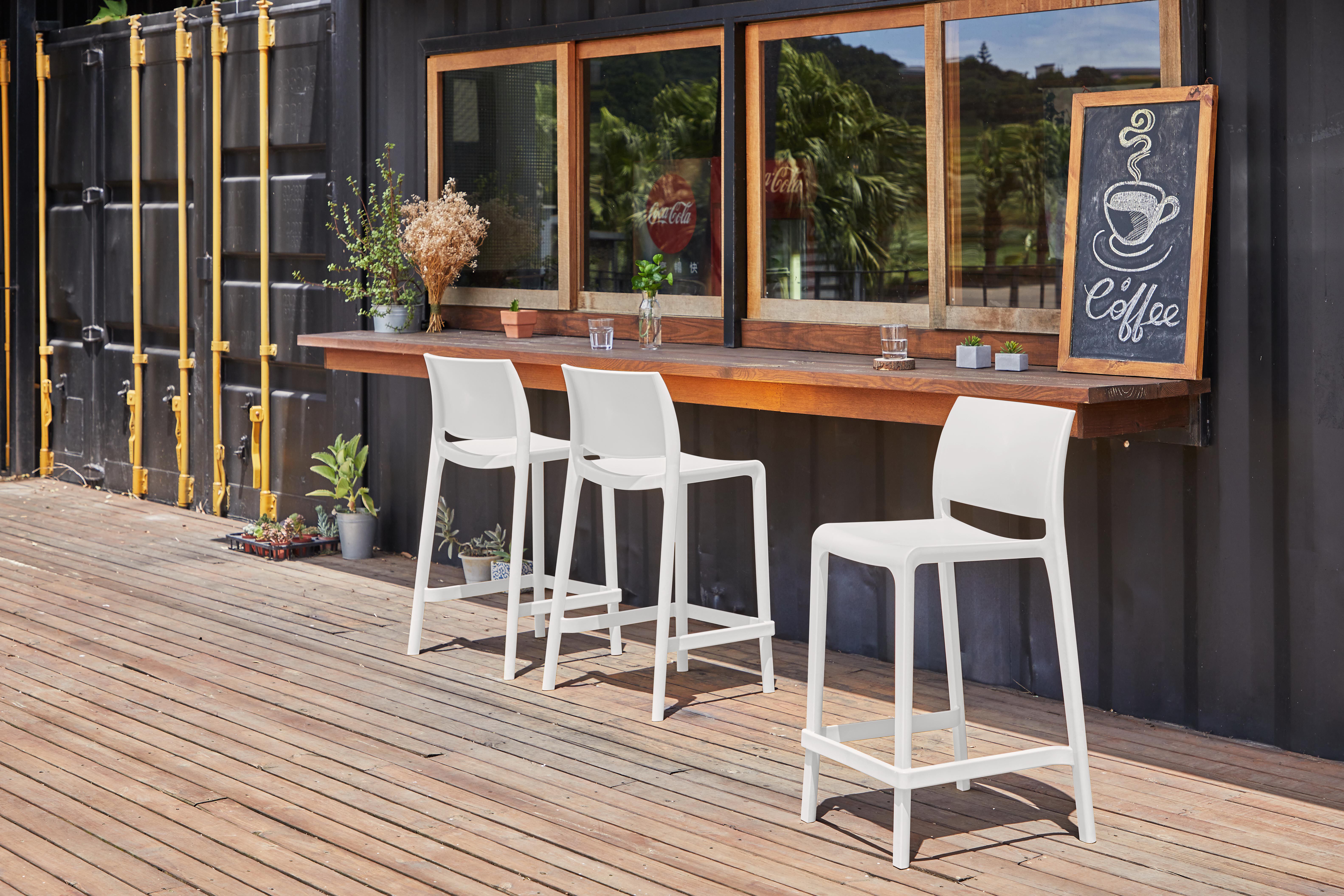 Set of 2 Sensilla Outdoor Stackable Counter Stools, WHITE, hi-res image number 0