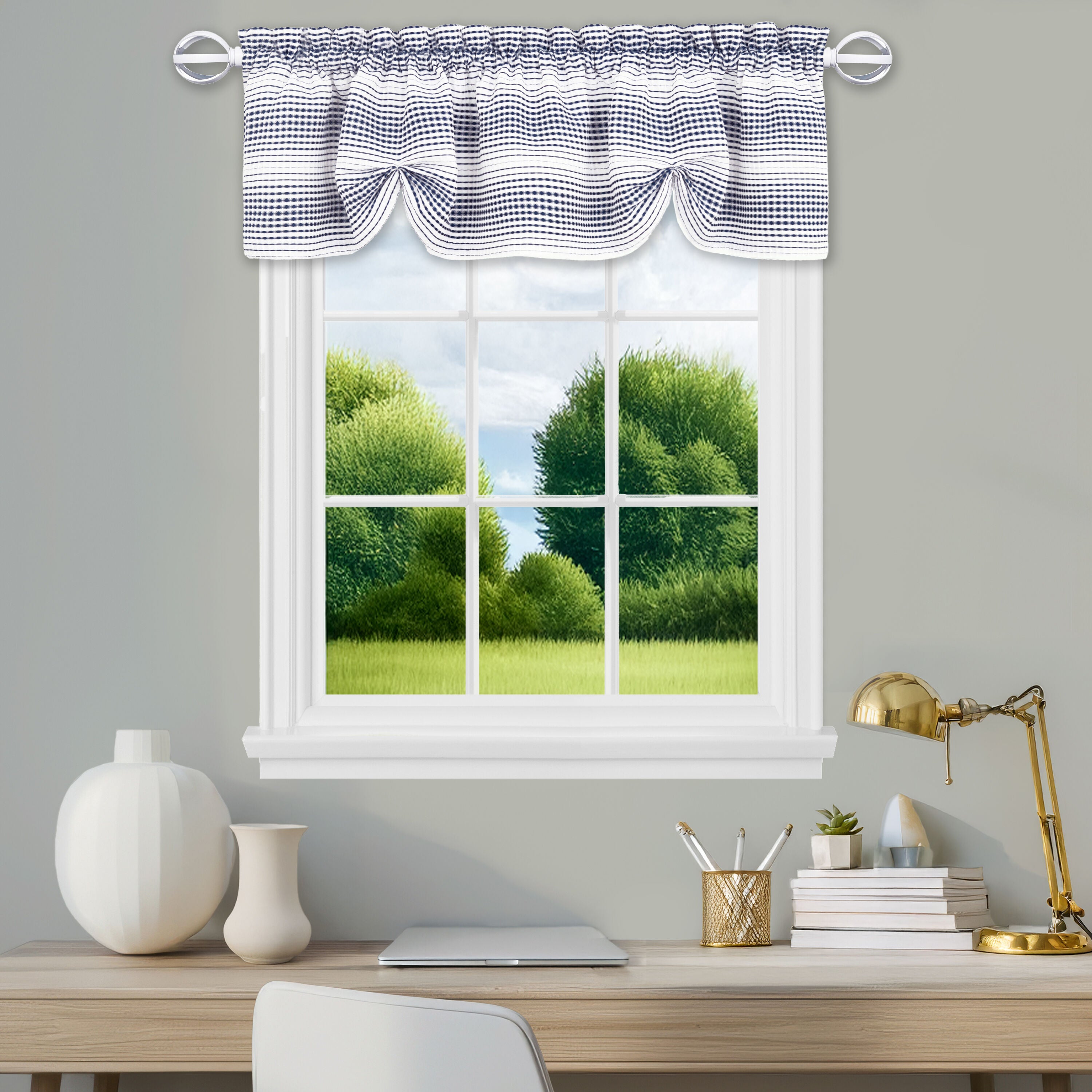 Gramercy Window Curtain Valance, NAVY, hi-res image number 0