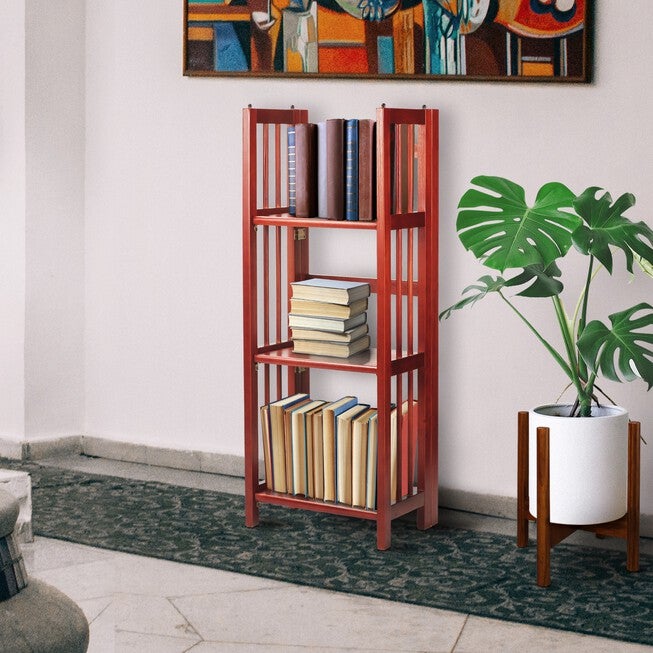 3-Shelf Folding Bookcase 14 inches Wide-Mahogany, , alternate image number 8