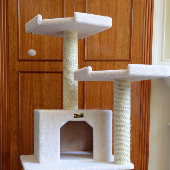 Classic Real Wood 78" Cat Tree Six Levels With Playhouse, Rope Swing, , alternate image number null