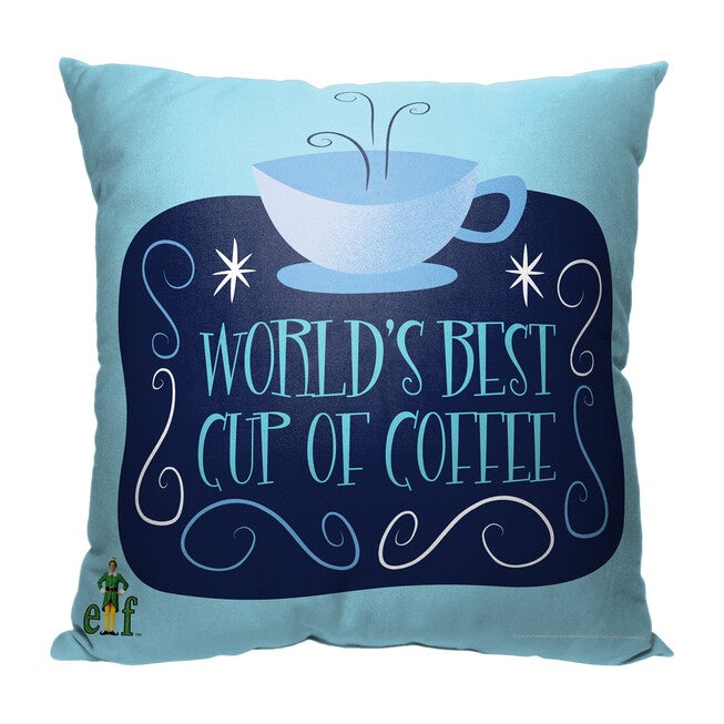 Wb Elf World'S Best Coffee Printed Throw Pillow, O, hi-res image number null