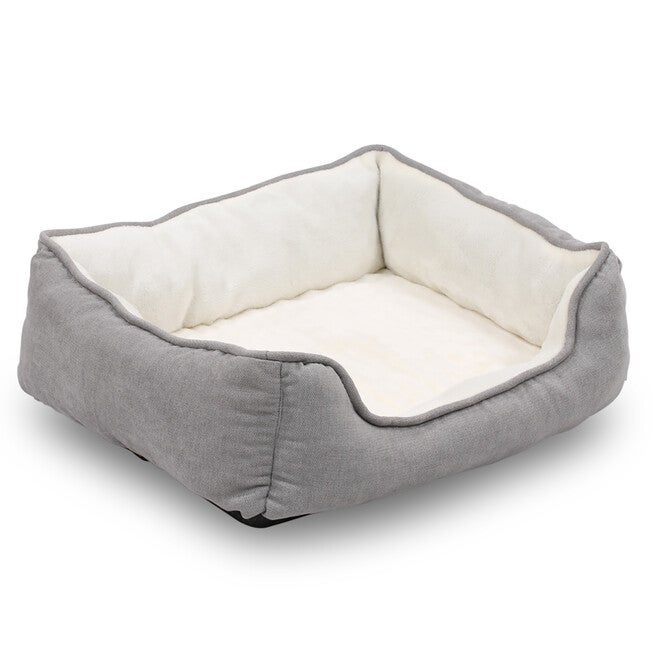 Orthopedic rectangle bolster Pet Bed,Dog Bed, super soft plush, Medium 25x21 inches Gray, GRAY, hi-res image number 0