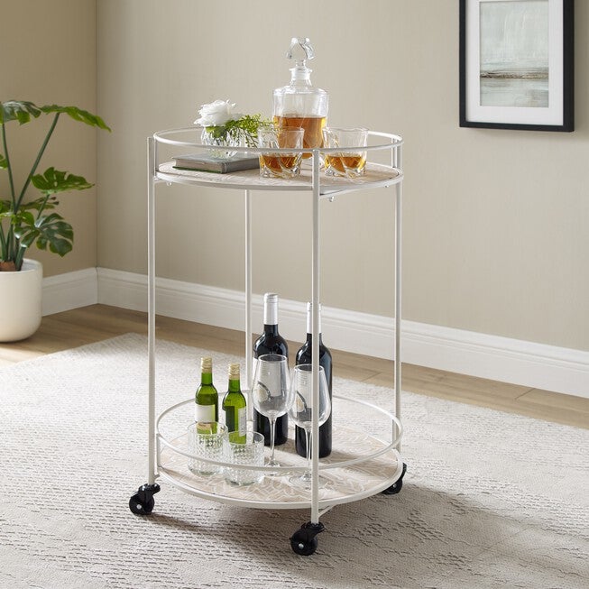 Pandola Medallion Rolling Cart, NATURAL, hi-res image number null