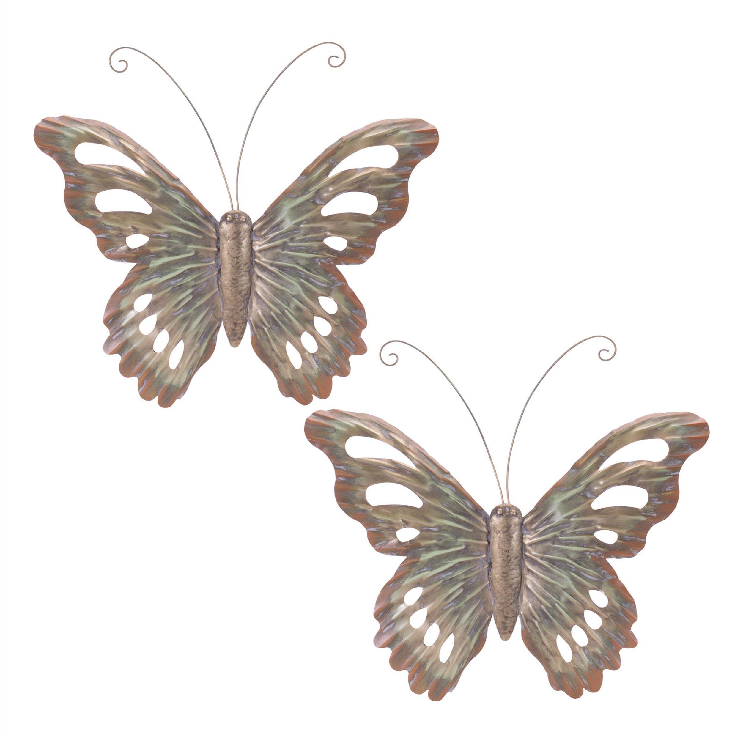 Distressed Metal Butterfly Wall Hanging Set of 2, GOLD GRAY, alternate image number 3