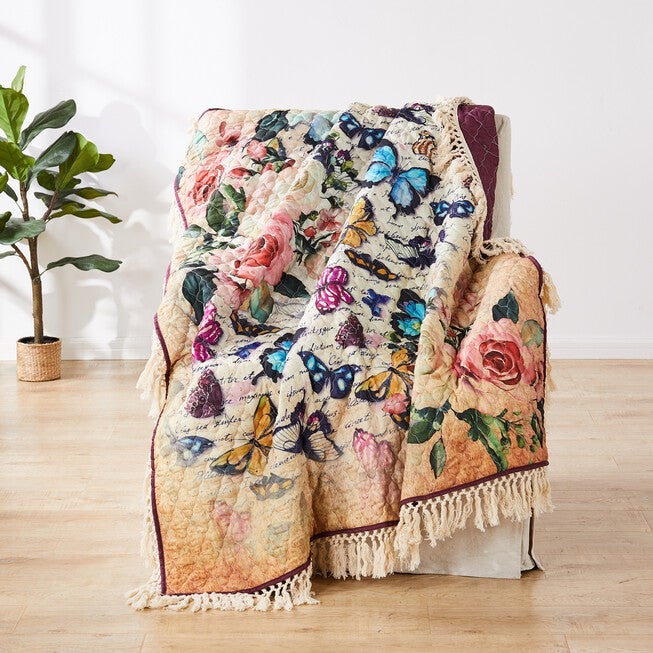 Gigi Ecru Throw Blanket, BROWN, hi-res image number null