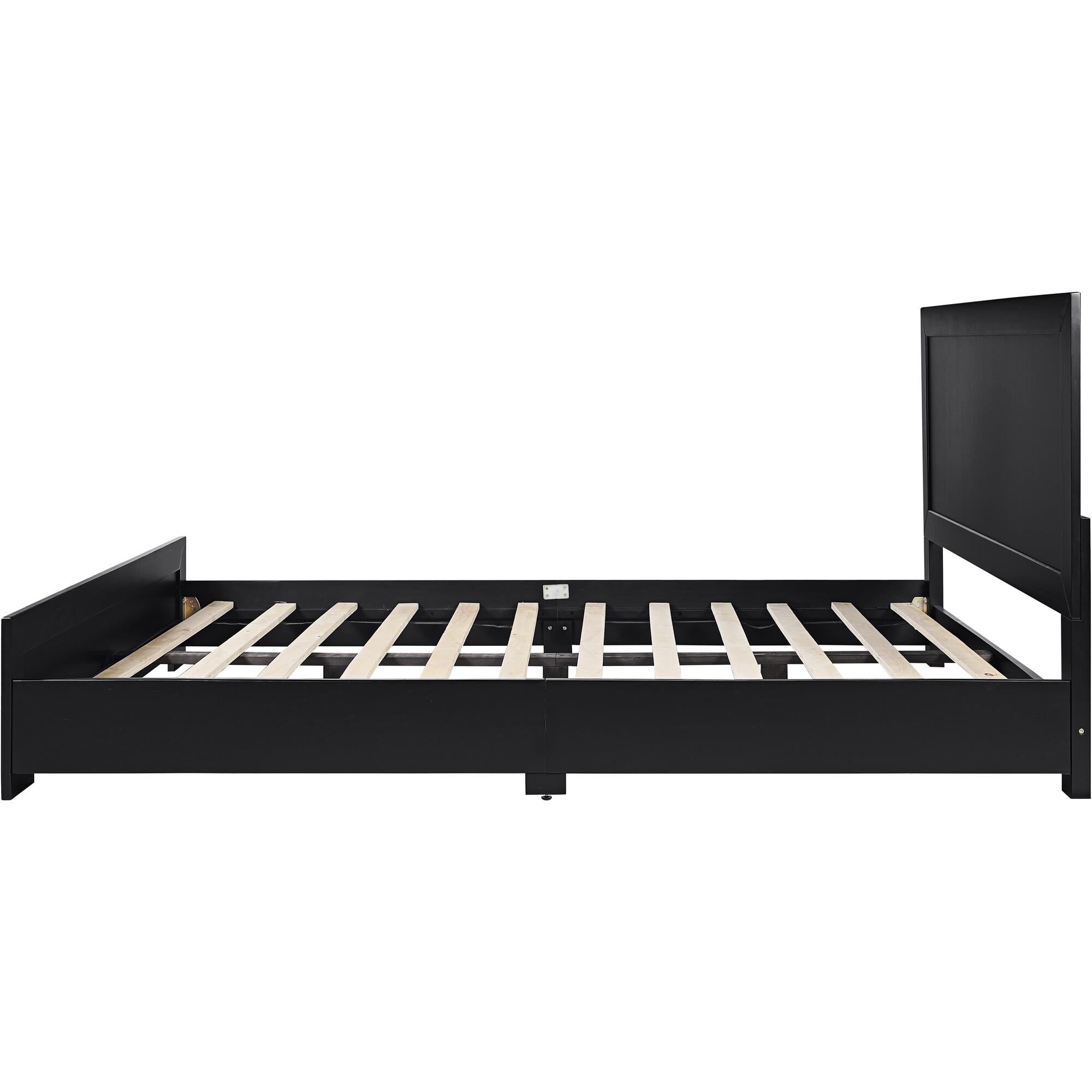 Oxford Platform Bed, Walnut, Twin, BLACK, alternate image number 4