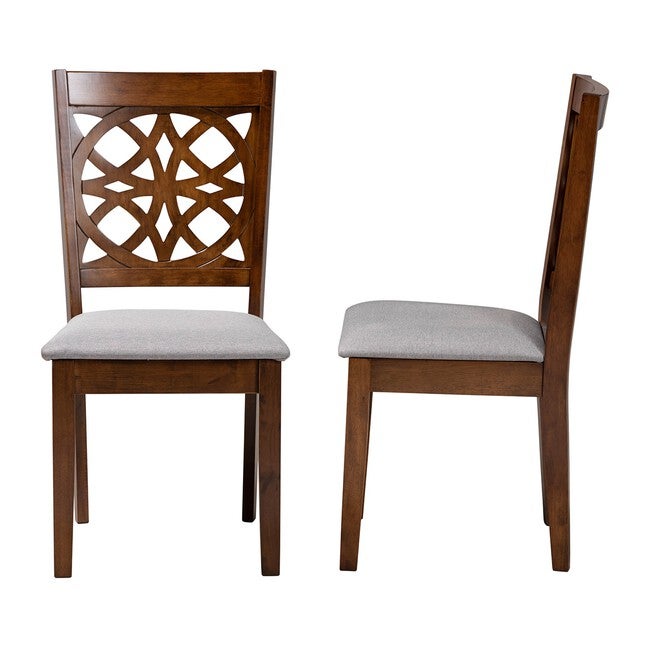 Abigail Modern Beige Fabric And Dark Brown Finished Wood 2-Piece Dining Chair Set, , alternate image number null