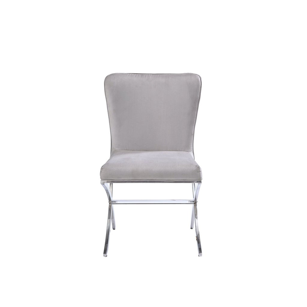 Gray chair with metal legs, front view