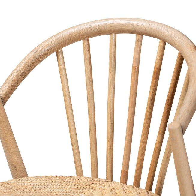 Kobe Mid-Century Modern Natural Brown Finished Wood and Rattan Dining Chair, , alternate image number 10
