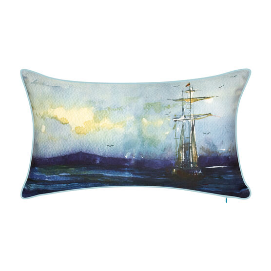 Indoor & Outdoor Watercolor Tall Ship Decorative Pillow, MULTI, hi-res image number null
