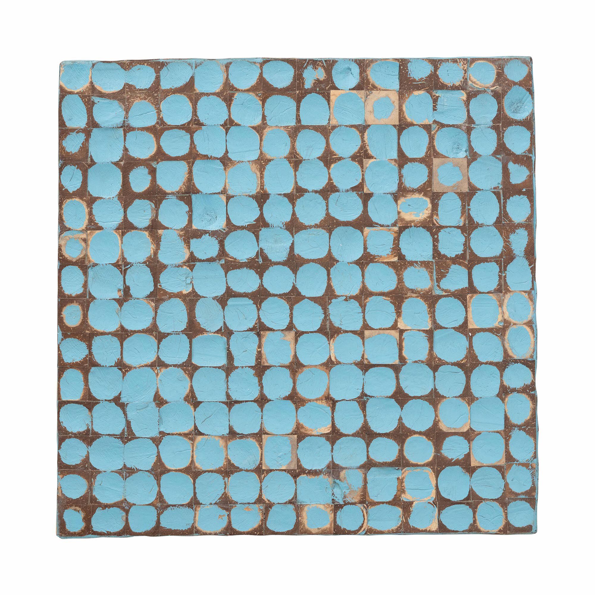 Janella Bohemian Coconut Shell and Acacia Wood End Table, BLUE, alternate image number 3