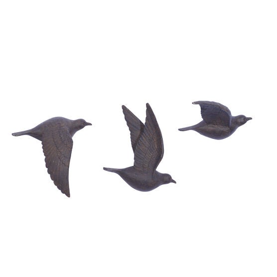 Set Of 3 Brown Resin Farmhouse Birds Wall Décor, , alternate image number null