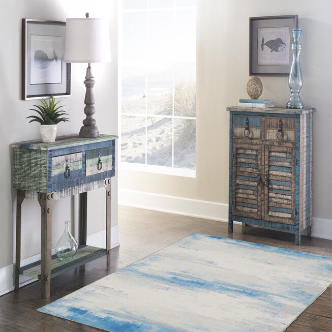 Washable Tiana Ivory/Blue Rug, , alternate image number 5