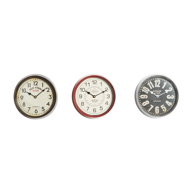 Set Of 3 Multi Colored Metal Wall Clock, , alternate image number 3
