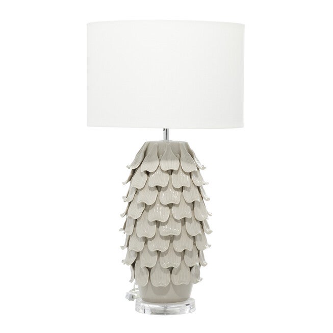 Grey Ceramic Rustic Table Lamp, GREY, hi-res image number null