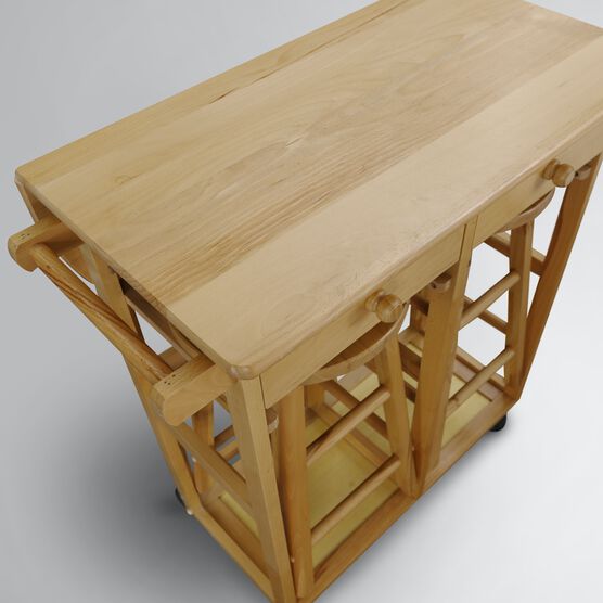 Breakfast Cart with Drop-Leaf Table-Natural, , alternate image number null