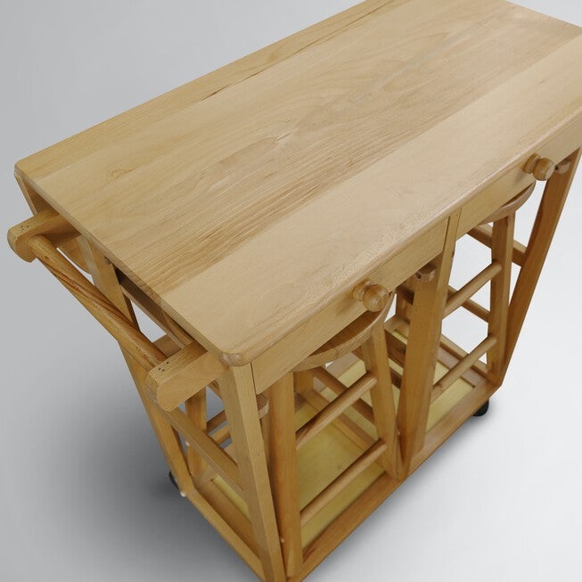 Breakfast Cart with Drop-Leaf Table-Natural, , alternate image number 12