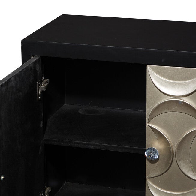 Modern Rectangular Black Wooden Crescent Moon Cabinet, 32 inchesH x 31 inchesL x 16 inchesW, , alternate image number 7