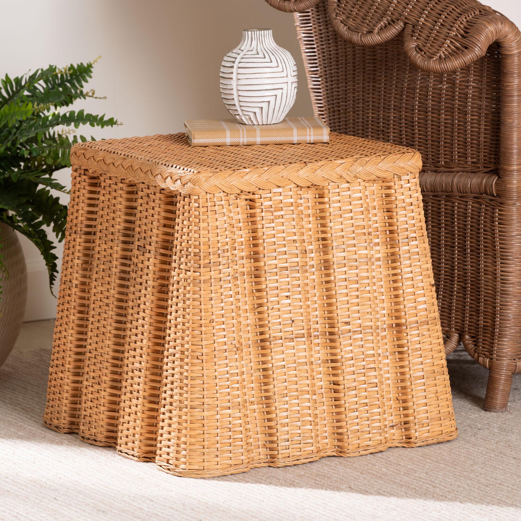 Andrea Natural Rattan End Table, HONEY, alternate image number 6