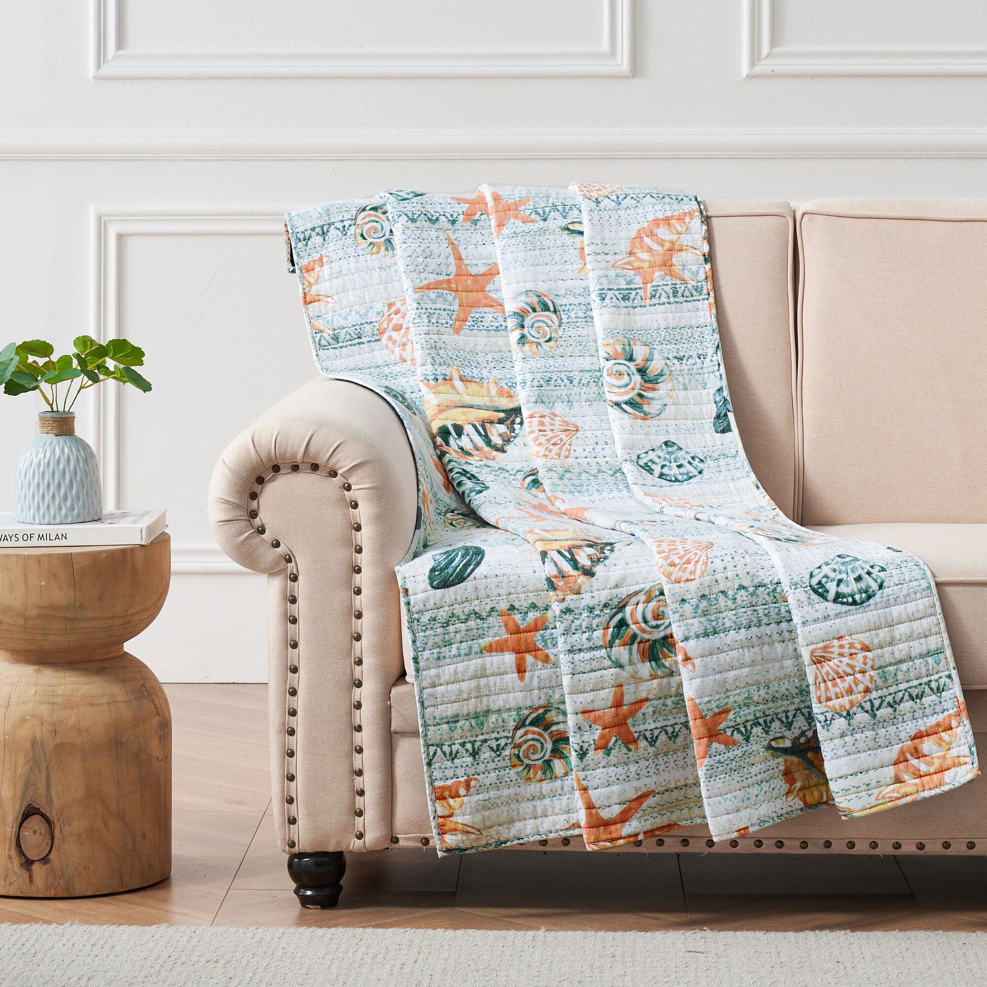 Kona Coastal Quilted Throw Blanket, OCEAN, hi-res image number 0