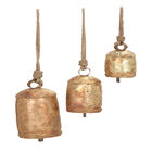 Set Of 3 Gold Metal Rustic Windchime, GOLD, hi-res image number null