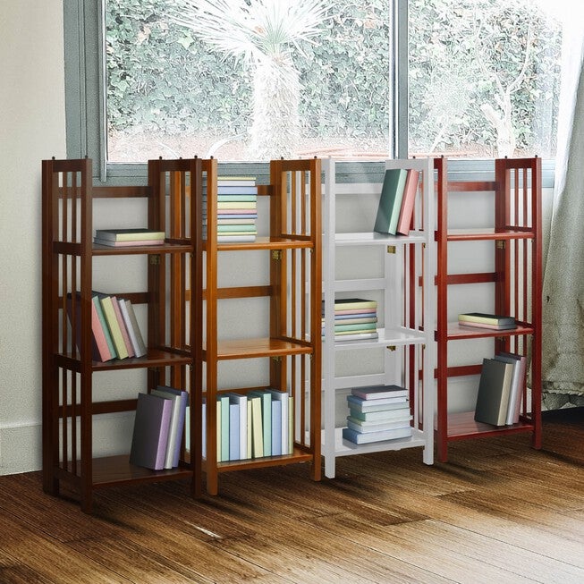 3-Shelf Folding Bookcase 14 inches Wide-Mahogany, , alternate image number 5