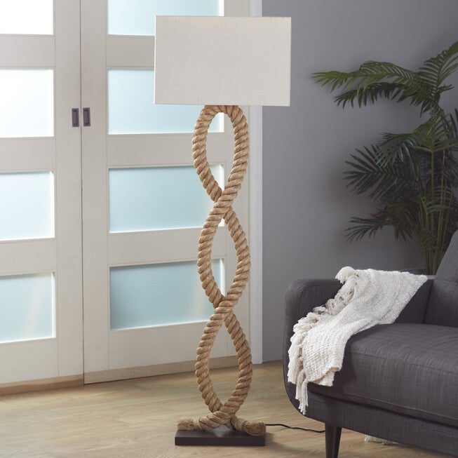Brown Jute Rope And Iron Rustic Floor Lamp, , alternate image number 8