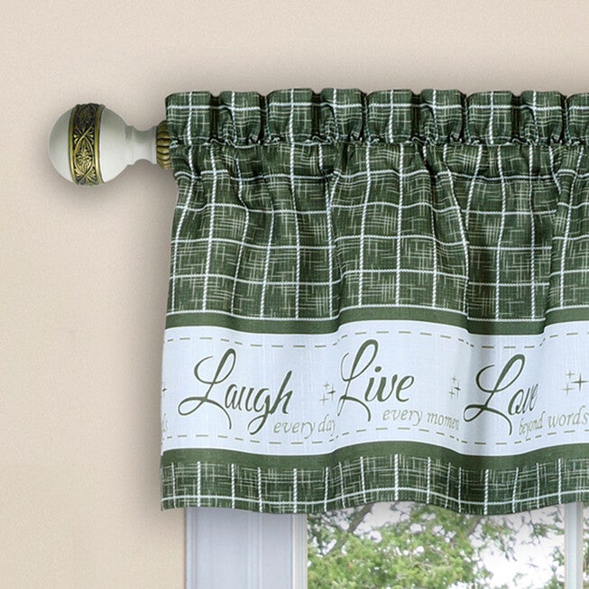 Live, Love, Laugh Window Curtain Tier Pair and Valance Set - 58x24, , alternate image number null
