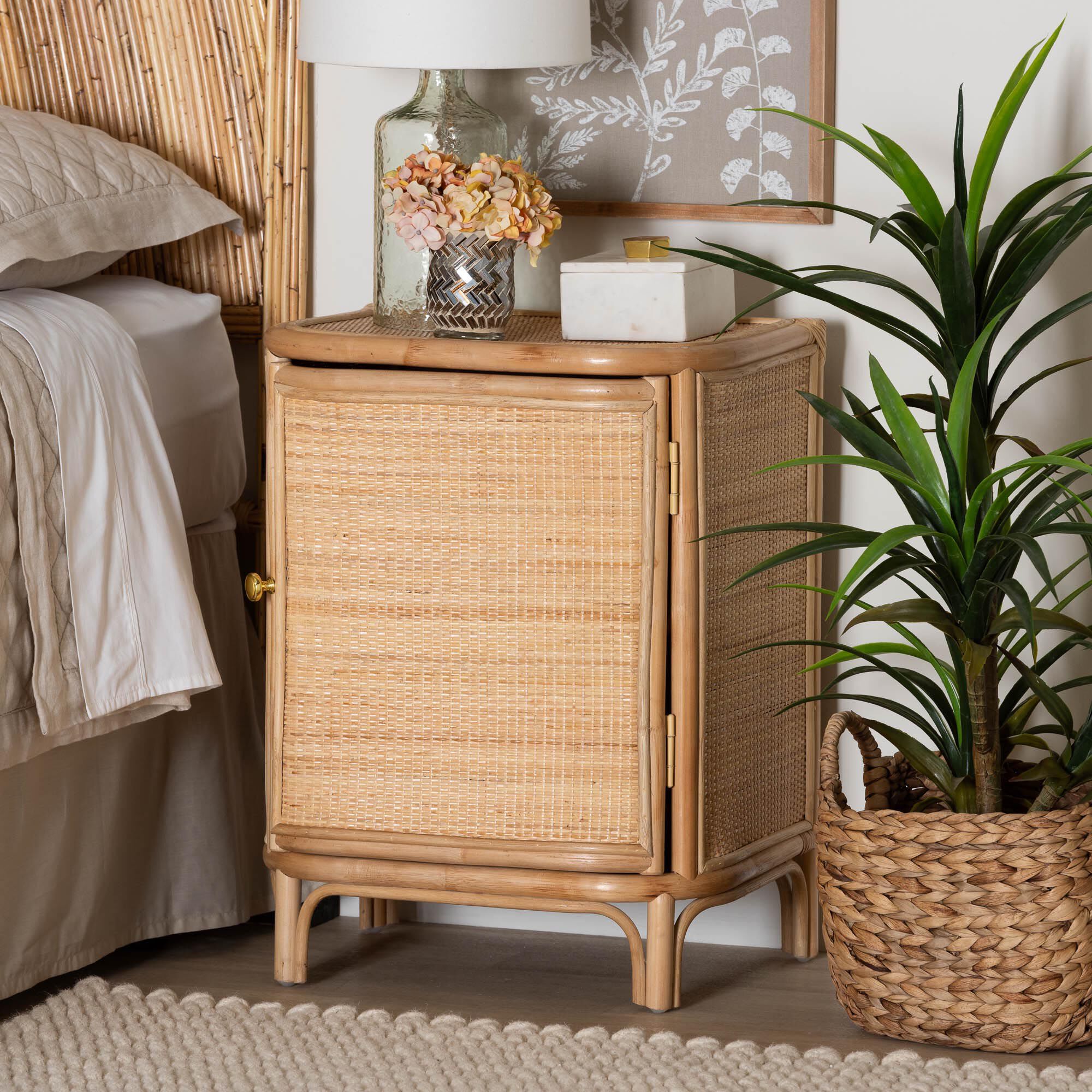 Kiara Bohemian Natural Rattan Nightstand, NATURAL, hi-res image number 0