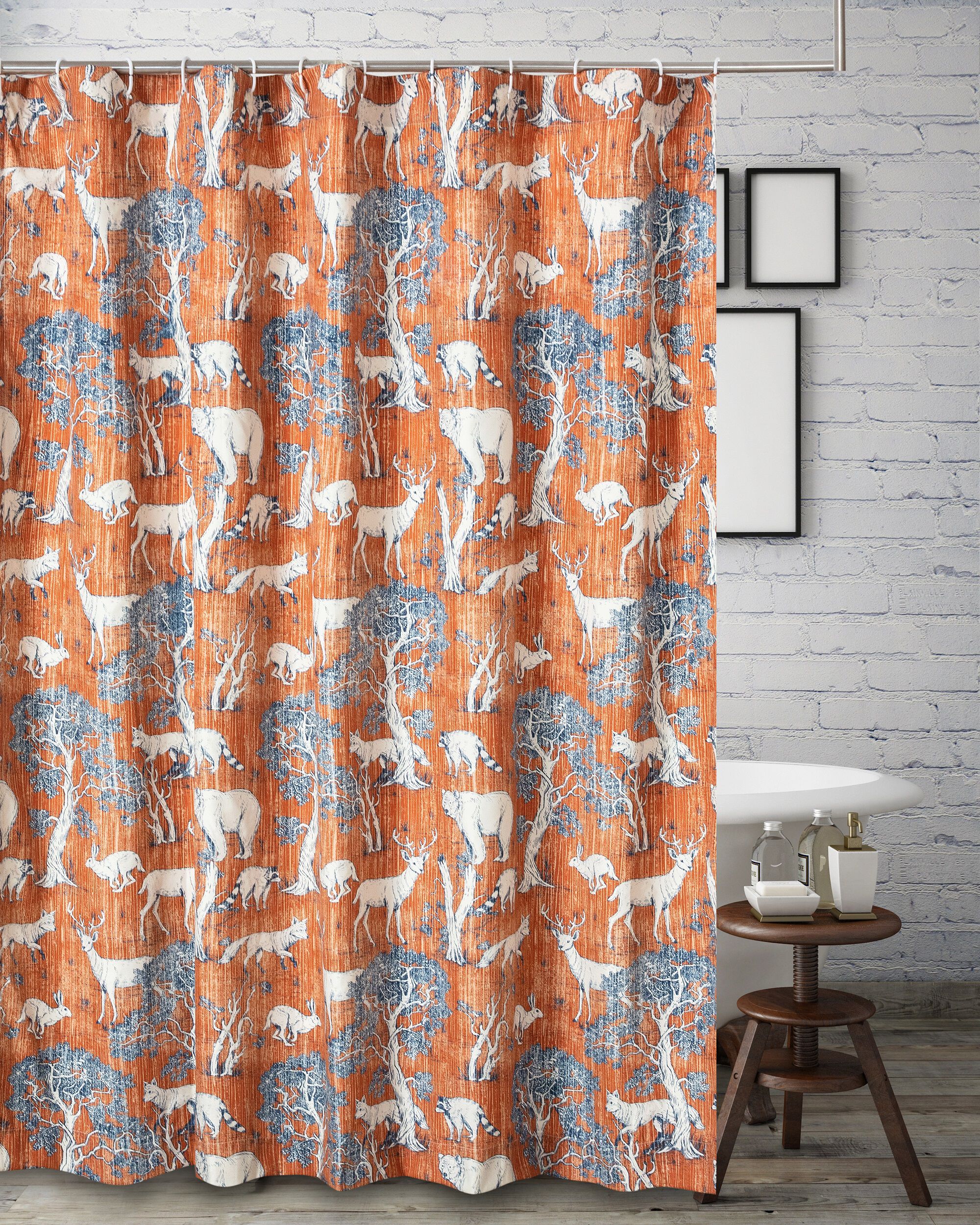 Menagerie Bath and Shower Curtain, SAFFRON, alternate image number 2