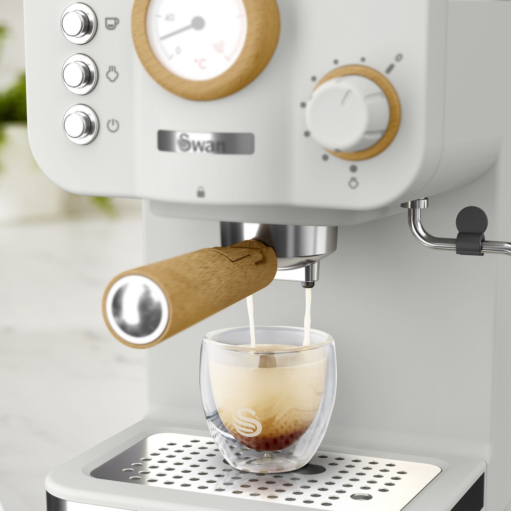Swan Nordic Pump Espresso Coffee Machine - White, , alternate image number 6