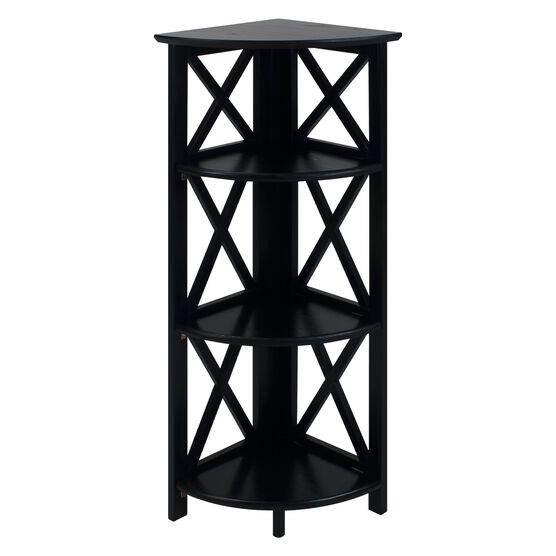Montego 4-Shelf Corner Folding Bookcase-Black, BLACK, hi-res image number null