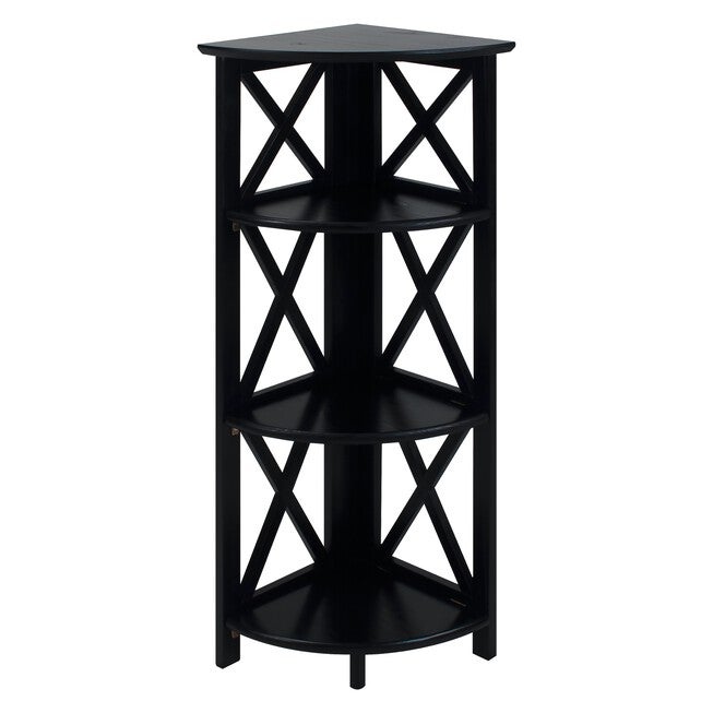 Montego 4-Shelf Corner Folding Bookcase-Black, BLACK, hi-res image number 0