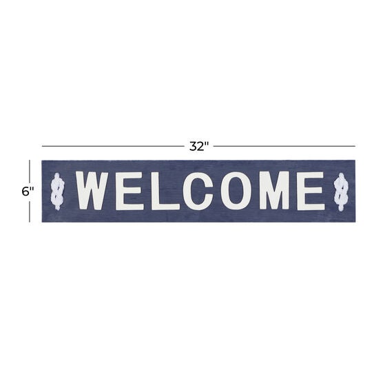 Coastal Blue And White Wood And Metal Welcome Sign, , alternate image number null