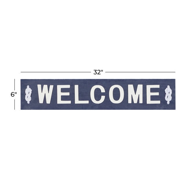 Coastal Blue And White Wood And Metal Welcome Sign, , alternate image number 5