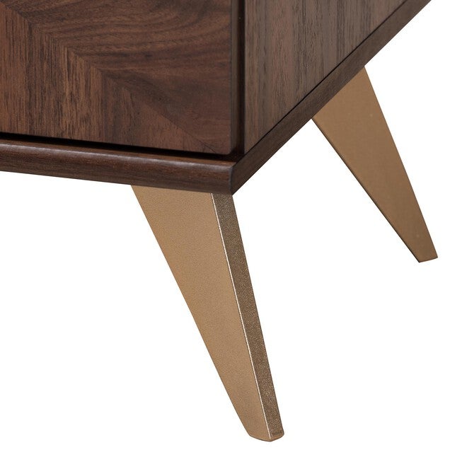 Graceland Mid-Century Modern Transitional Walnut Brown Finished Wood 2-Door TV Stand, GOLD, alternate image number null