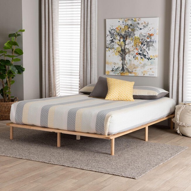 Calhoun Japandi Queen Size Bed Frame, NATURAL BROWN, hi-res image number null