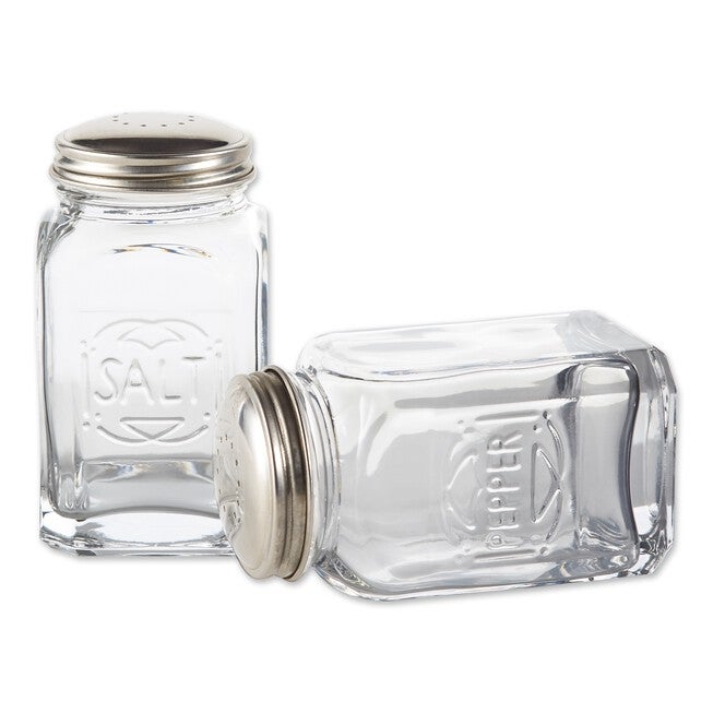 Retro Glass Salt & Pepper Set - Clear, , on-hover image number 1