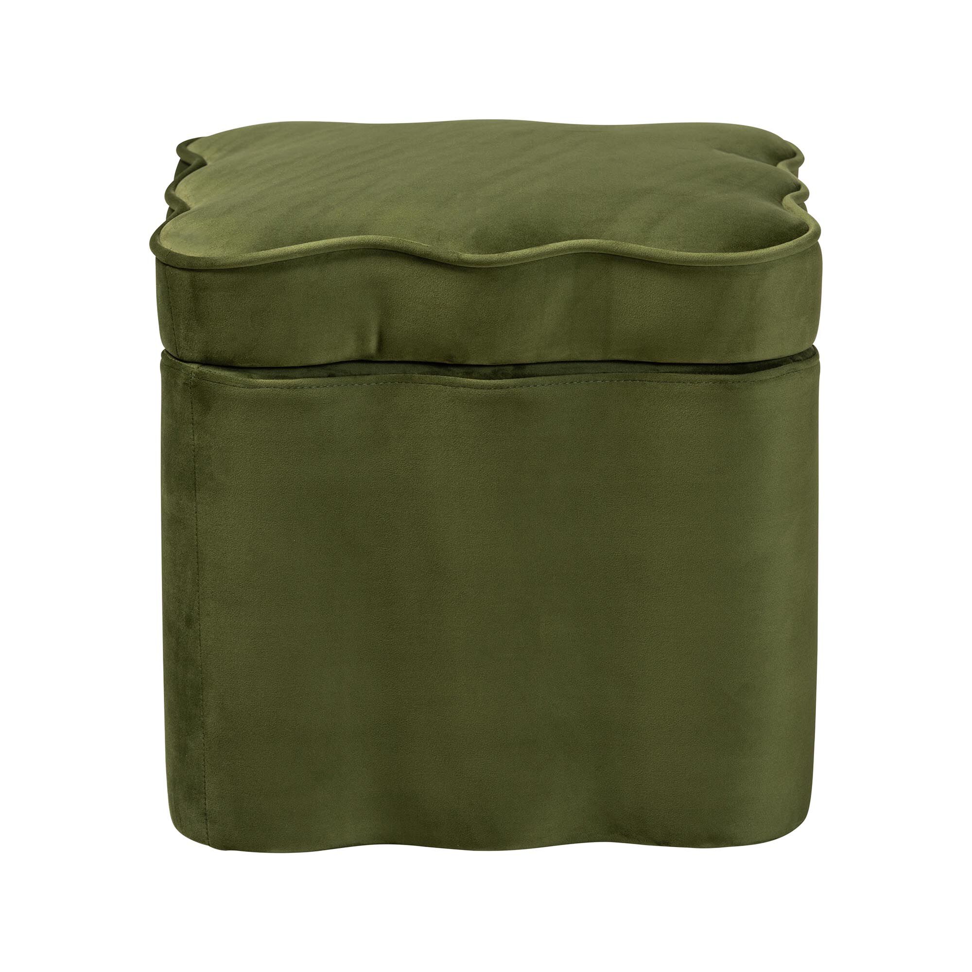 Paulina Velvet Storage Ottoman, GREEN, alternate image number 3