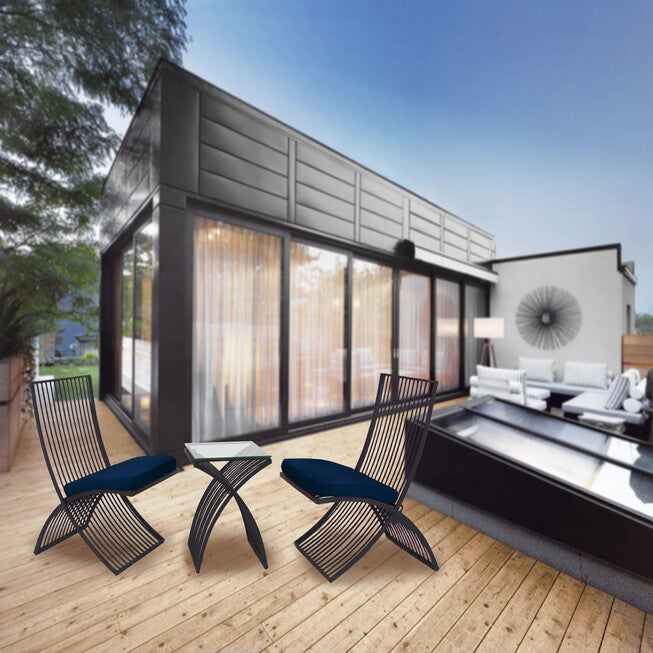 Set Of 3 Black Metal Eclectic Outdoor Seating Set, , alternate image number 9