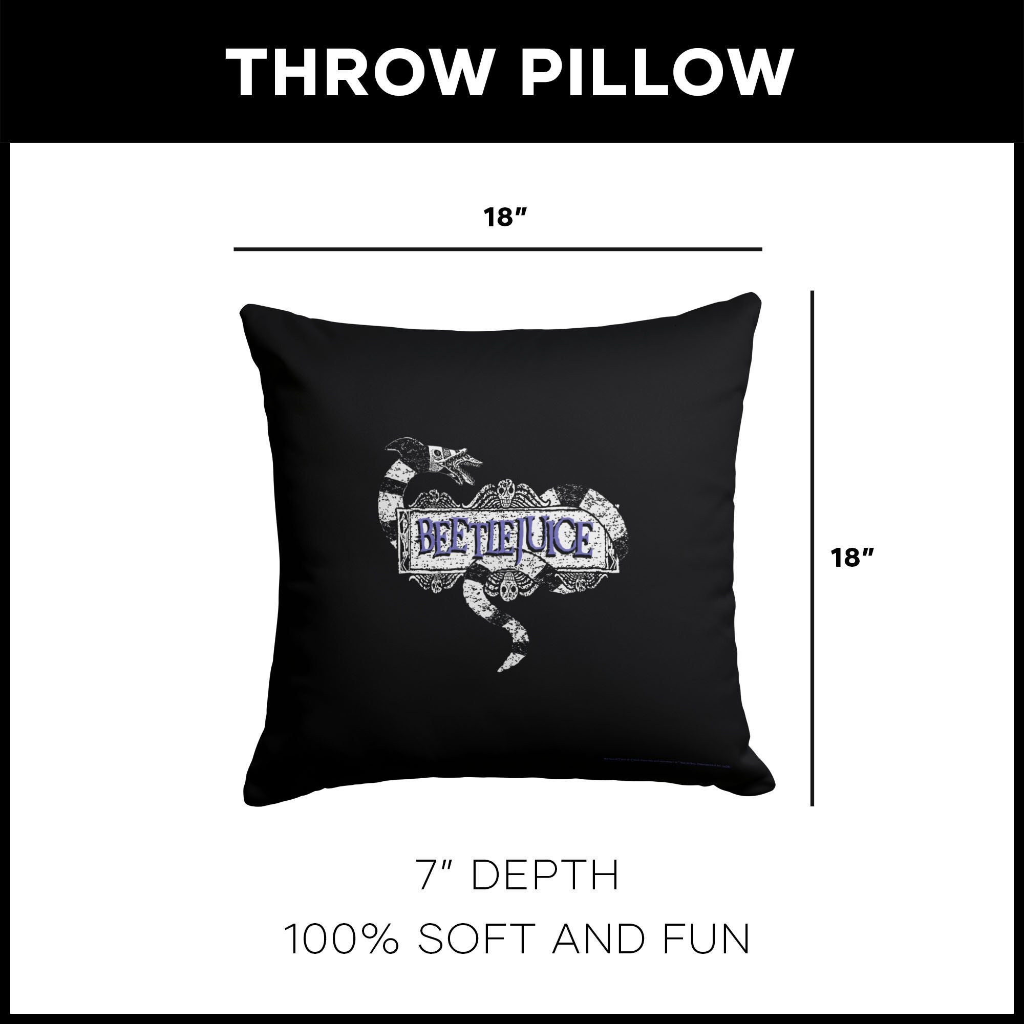 Warner Bros. Beetlejuice Into The Afterlife Throw Pillow 18X18 Inches, BEETLEJUICE, alternate image number 4