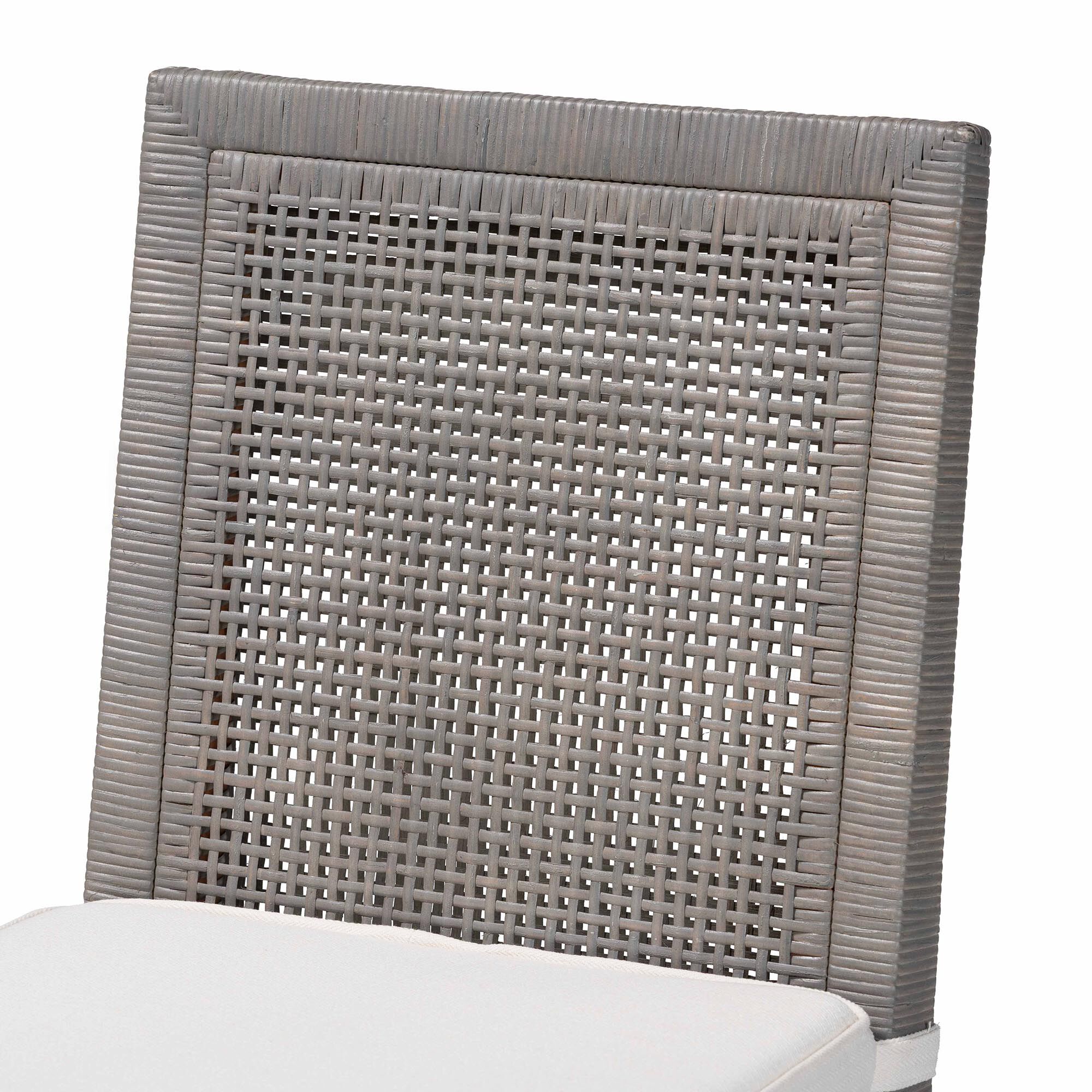 Close-up of the rattan back of the Sofia Natural Rattan Dining Chair
