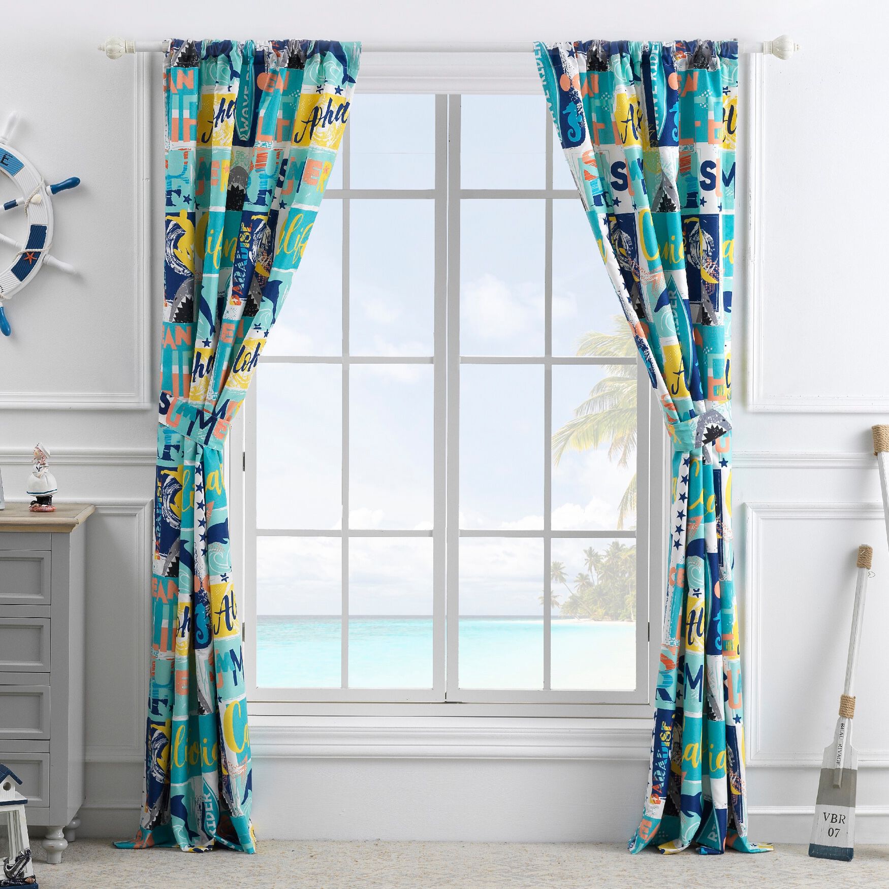 Wave Rider Window Curtain Panels, Set of 2, 84 inches, , alternate image number 4