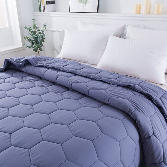 Honeycomb Down Alternative Blanket, Granite/Blue, , on-hover image number null