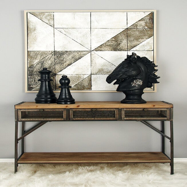Brown Industrial Metal Console Table, 32 x 43, , alternate image number null